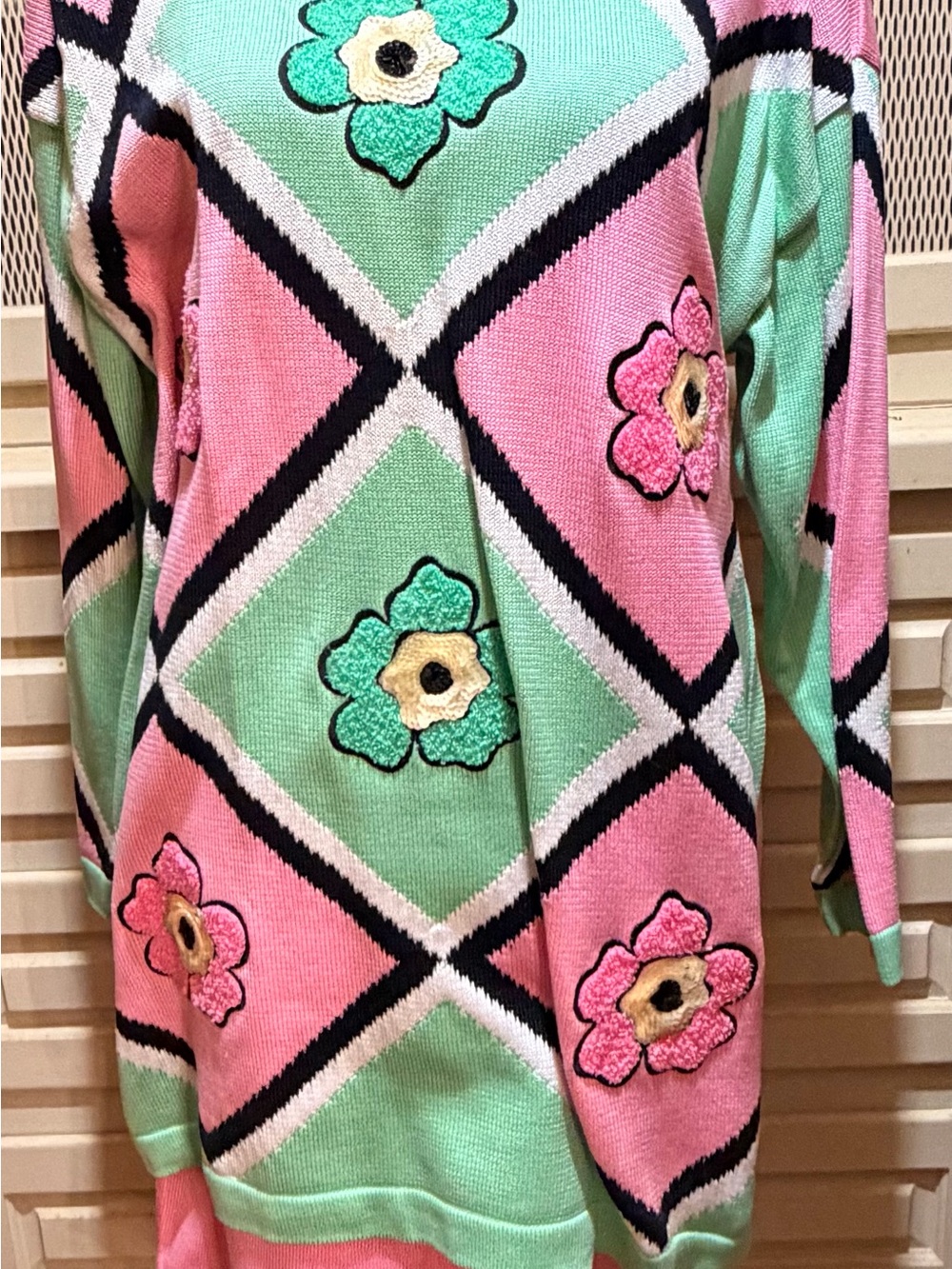 Vintage 80s Escada by Margaretha Ley Knit Sweater Skirt Set Lilly Dodson Dallas